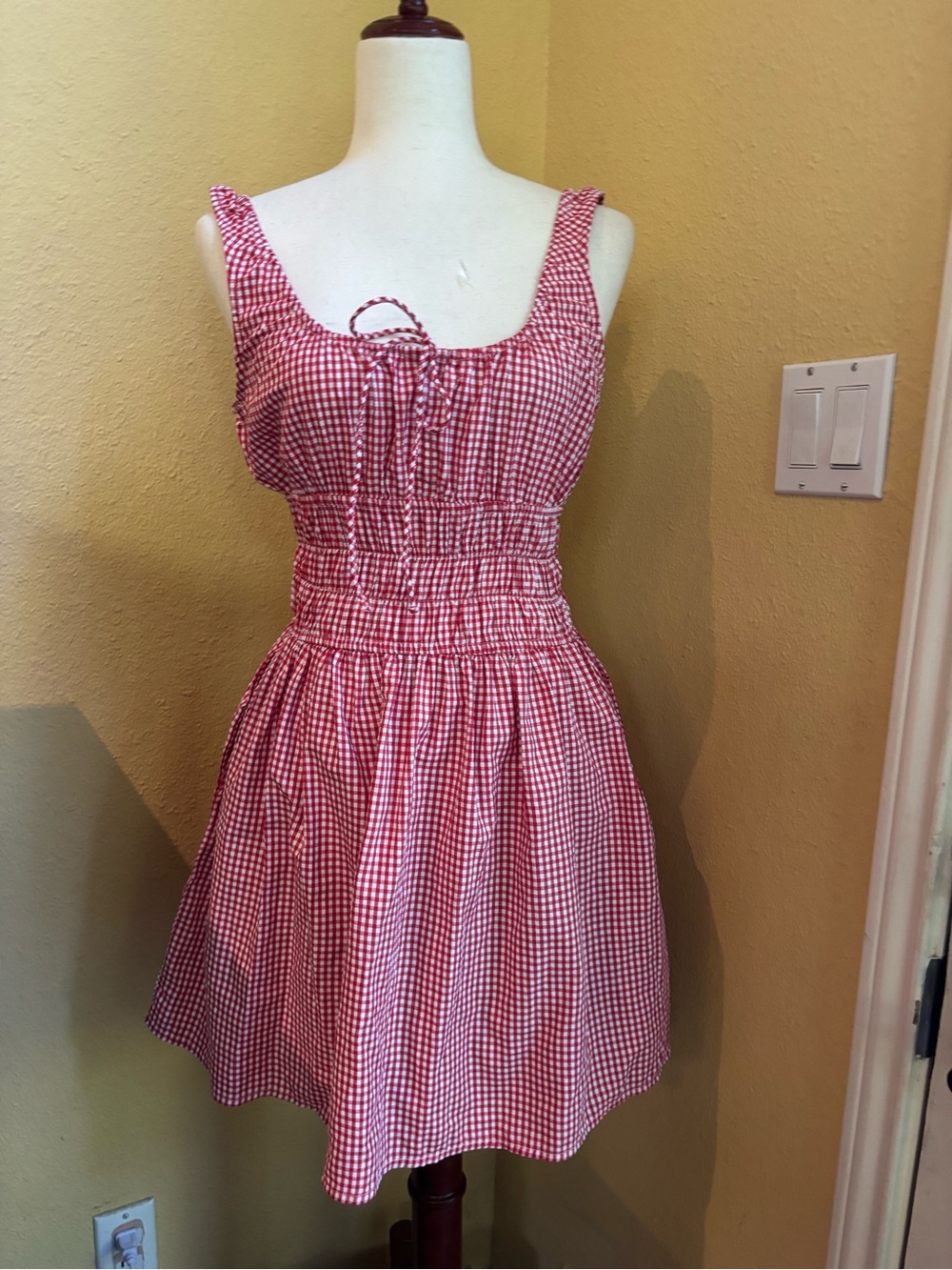 Sim and Sam Red Gingham Sleeveless mini dress. Medium